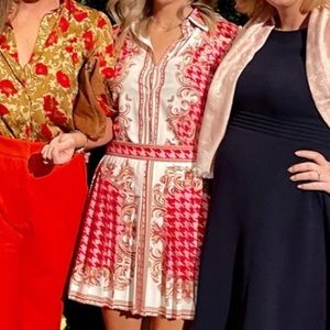 Matching Button down + pleated skirt.